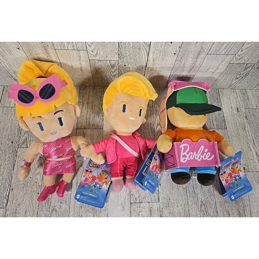 Stumble Guys Barbie Plush Buddies Pink 9" Limited Edition Lot of 3 NEW